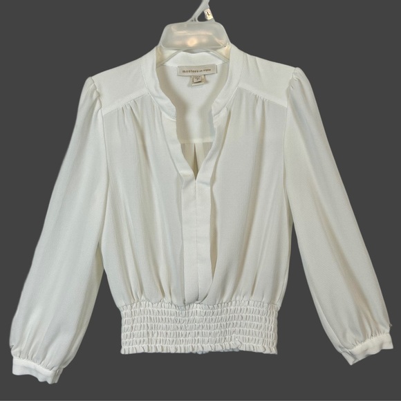 Women’s White Montreal Long Sleeves Smocked Waist Top / Small - Picture 1 of 9